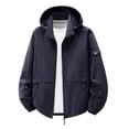 thumbnail image 2 of LYSMORA Mens Hooded Softshell Jacket Cargo Sleeve Pocket Zipper Side Pockets Elastic Cuff Windproof Daily Outdoor Coat, 2 of 7