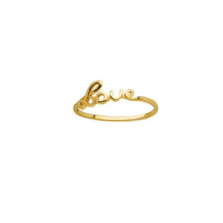 Gold Love Ring - 14k Yellow Gold Script Love Ring - Ring Size: 6 to 8