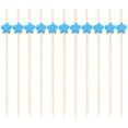thumbnail image 3 of EeaseMX 100 palillos desechables de bambú con diseño de estrella para frutas, cócteles, bebidas, fiestas, tenedores de bambú (azul cielo), 3 of 7