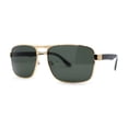 thumbnail image 3 of Mens Color Mirror Classic Rectangular Metal Rim Officer Sunglasses Gold Green, 3 of 4