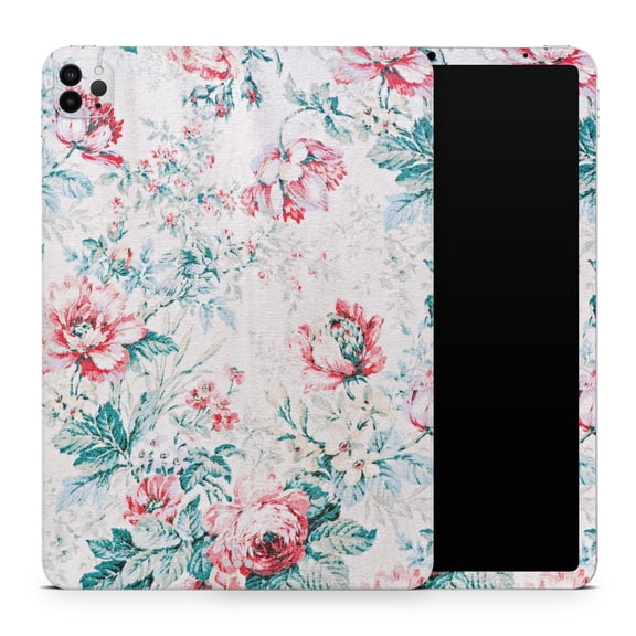 DesignSkinz Coral & Blue Grunge Watercolor Floral Full-Body Skin Decal Wrap Cover for iPad (A1219/A1337)