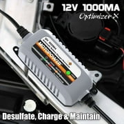MOTOPOWER MP00205B 12V 1000mA Automatic Battery Charger, Battery Maintainer, Trickle Charger, and Battery Desulfator with Timer Protection