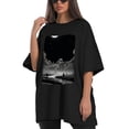 thumbnail image 4 of Plus Size Shirt for Women Black Tops for Women Short Sleeves Shirt for Women Black Landscap T Shirt Crewneck Shirt for Women XL, 4 of 5