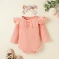 thumbnail image 5 of Youmylove Two Piece Girls Outfits Baby Girls Ribbed Romper Tops Floral Pants Headband Outfits Set, 5 of 9