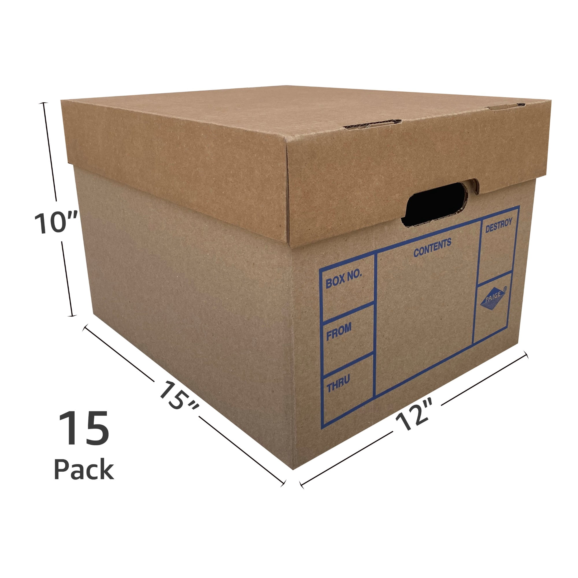 StarBoxes File Boxes 200# Strength, Small, 15" x 12" x 10", 15 Pack