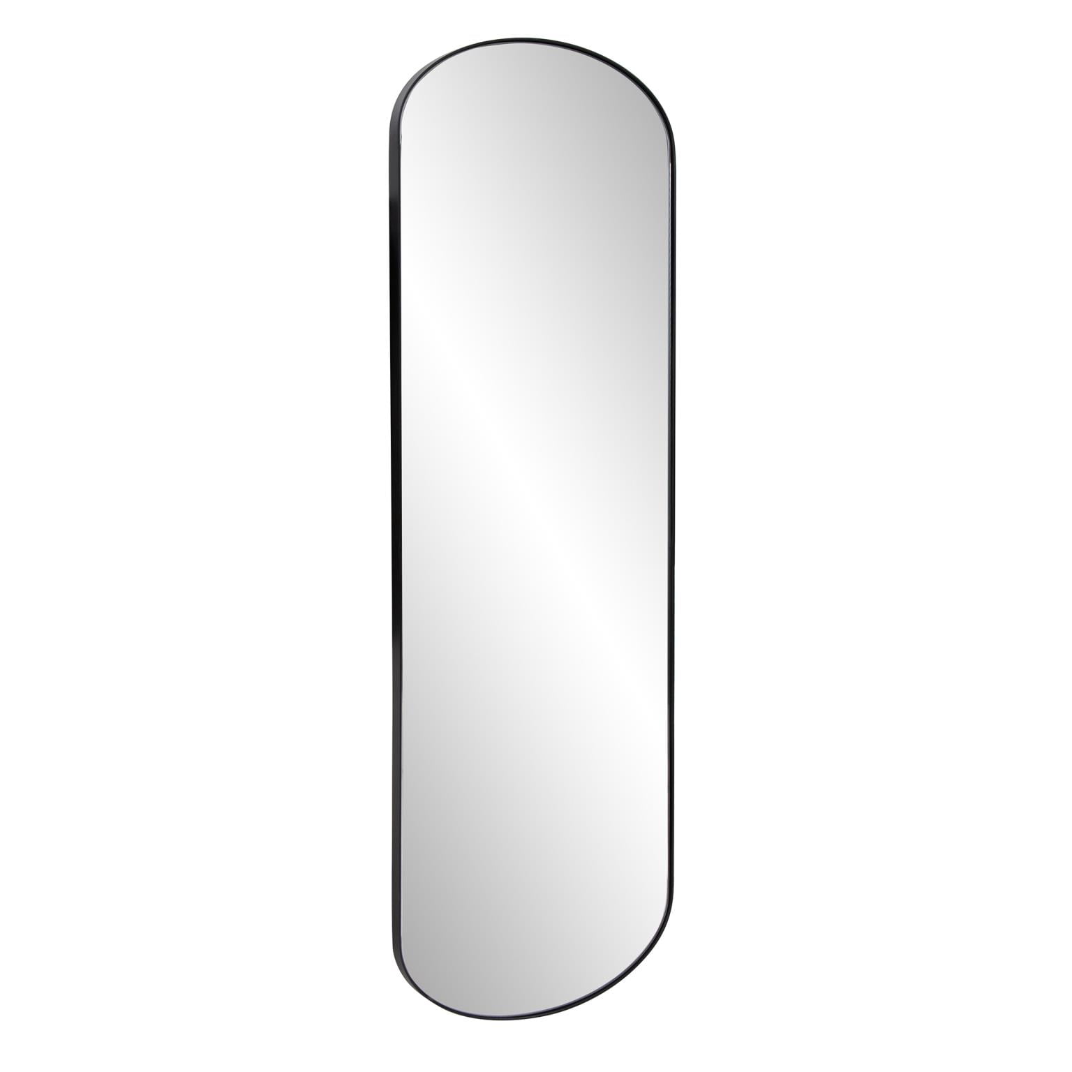 Tyler Dillon Brushed Black Stainless Steel Framed Capsule Mirror - 42"H x 14"W