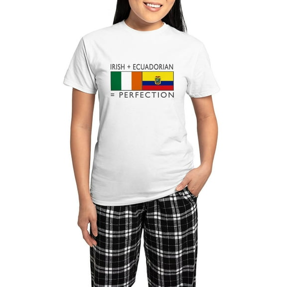 CafePress - Irish Ecuadorian Heritage Fla Women's Light Pajama - Women's Short Sleeve Print T-Shirt and Pants Light Cotton Pajama Set
