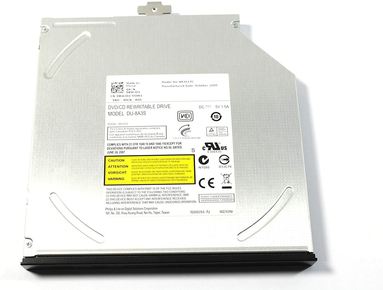 Dell, Slimline External USB DVD + - RW Drive, Black, Plug and Play