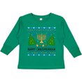 thumbnail image 3 of Inktastic Happy Chrismukkah Sweater Style with Menorah and Trees Boys or Girls Long Sleeve Toddler T-Shirt, 3 of 5