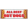 thumbnail image 1 of 72" All Beef HOT Dogs Banner Sign red hots Weiner Franks Burgers footlong, 1 of 4