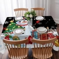 thumbnail image 3 of Black Snowman Christmas Table Cloth Waterproof Tablecloths, Gifts Xmas Tree Winter Snowflake Tablecloth Dining Table Cover for Kitchen Party Tabletop Outdoor, Rectangle Tablecloth 52x70 Inch, 3 of 9