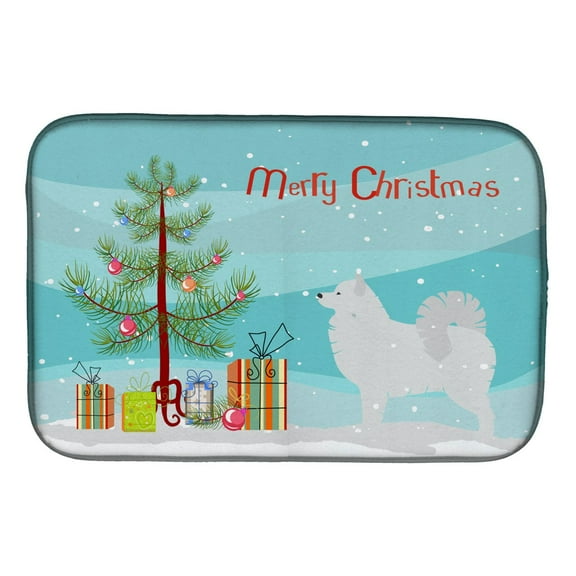 Samoyed Merry Christmas Tree Dish Drying Mat