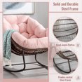 thumbnail image 4 of HONEY HOME Outdoor Papasan Rocking Chair, Oversized Indoor Rocking Chair with Cushion, Rattan Wicker Egg Chairs with Steel Frame, Porch Rocker Chairs Furniture for Garden Lawn Bedroom Living Room, 4 of 7