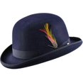 thumbnail image 1 of Unisex Hard Top Wool Bowler Hat With Feather Satin Lined Sizes S To Xl, 1 of 1