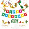 Mexican Themed Birthday Party Decorations Set, Fiesta Party Supplies Kit- Colorful Happy Birthday Banner, Mexican Cake Toppers, Cactus Taco Ceiling Hanging Swirls, Mexican Fiesta Cinco De Mayo Party S