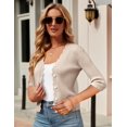 thumbnail image 2 of Women's Long Sleeve V-Neck Button Down Cardigan Knit Shrugs Sweater, 2 of 7