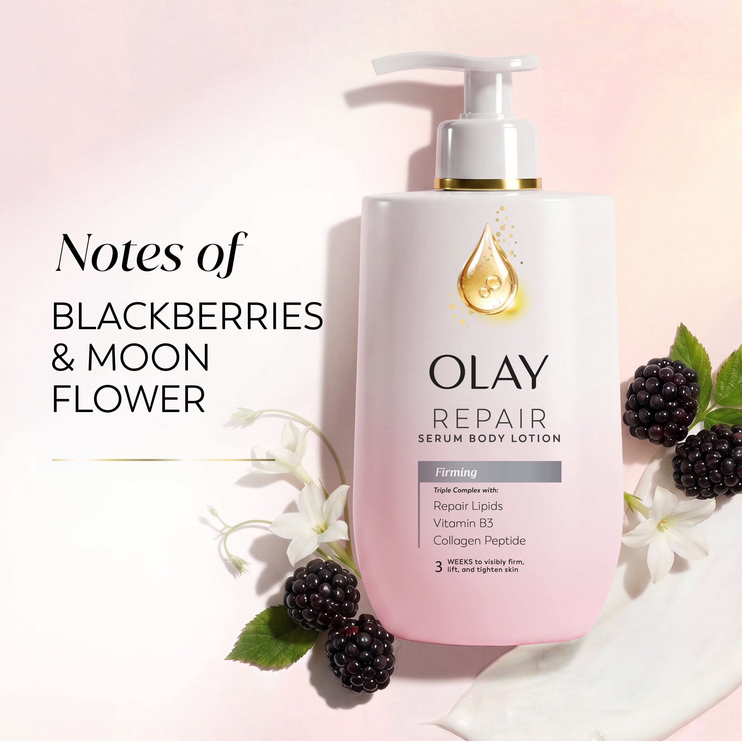 Olay Firming Body Lotion with Collagen Peptide, 96 HR Moisture, Visible Firming Care, 17 fl oz