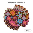 thumbnail image 2 of Linen Placemat With 18×12in Double Stitching Is Effectively Insulated And Foldable For Family Hotel Picnic Trips Groovy Flowers (6) Six Piece, 2 of 8