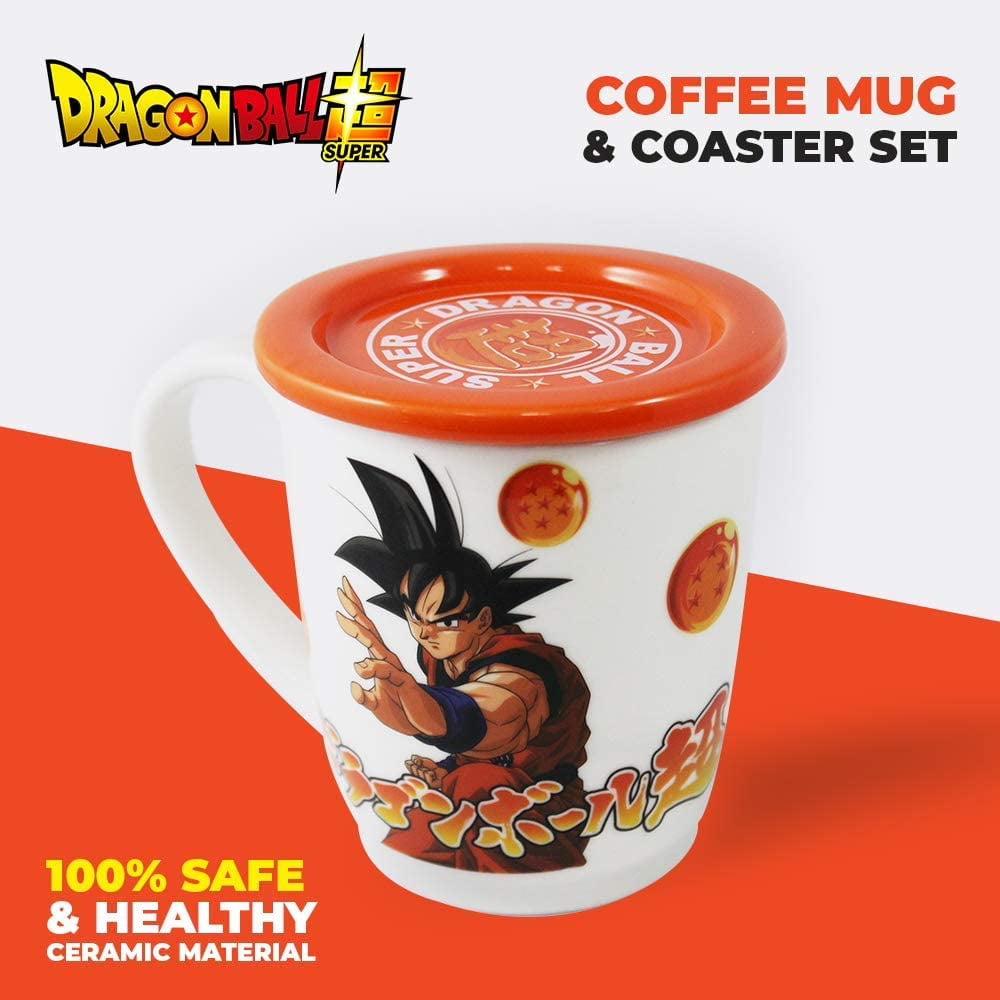 Dragonball Z Super Orange Coffee Mug And Coaster Set Goku Symbol New Gift Set 
