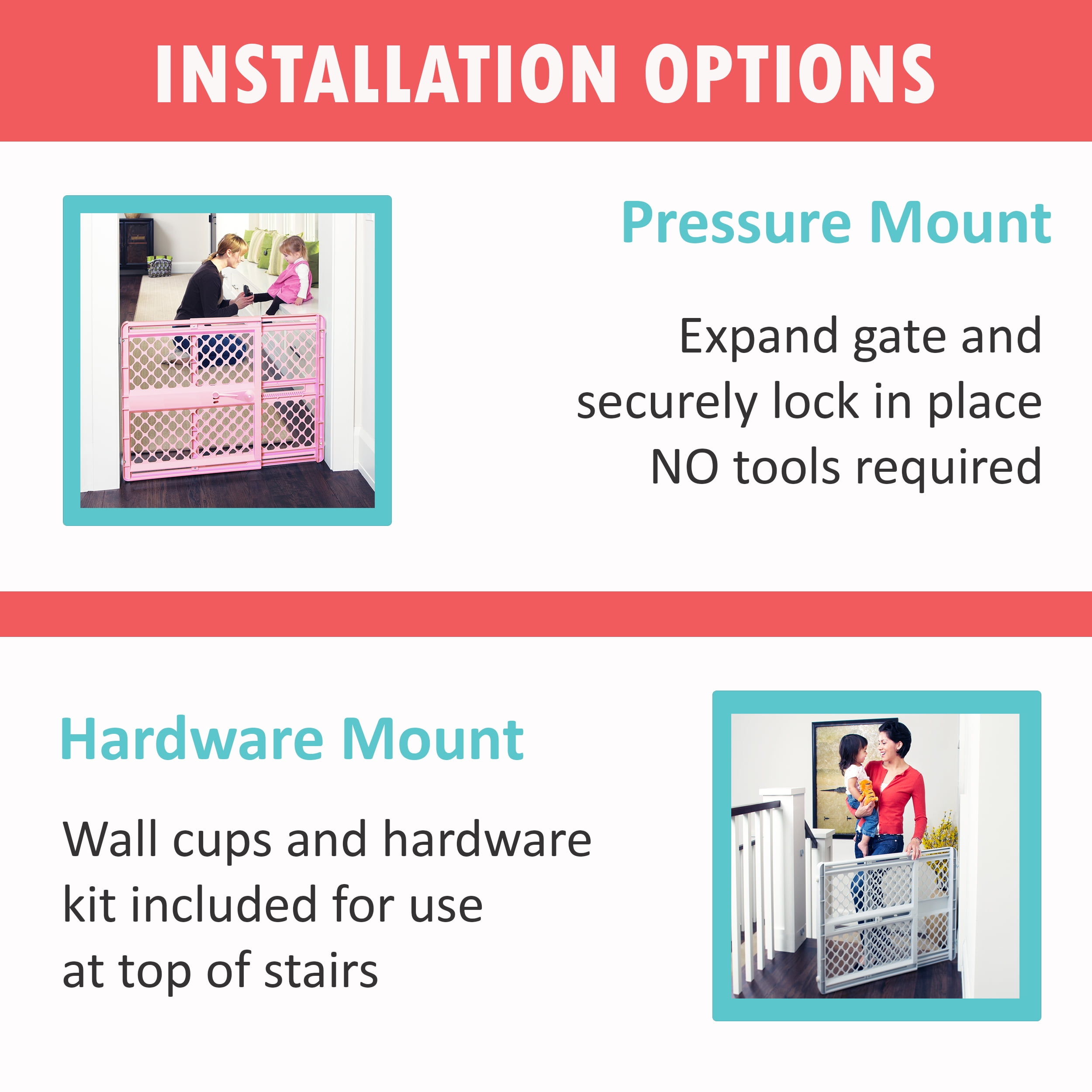 Toddleroo by North States 26"-42" Supergate Classic Baby Safety Gate, Plastic Material