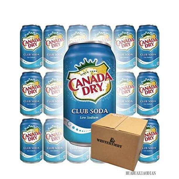Canada Dry Club Soda Sparkling Seltzer Water, 12 Fl Oz, 18 Cans, Total