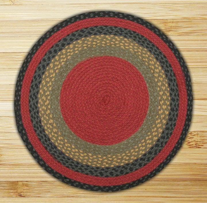Earth Rugs C238 Burgundy / Olive / Charcoal Round Braided Rug 5.75
