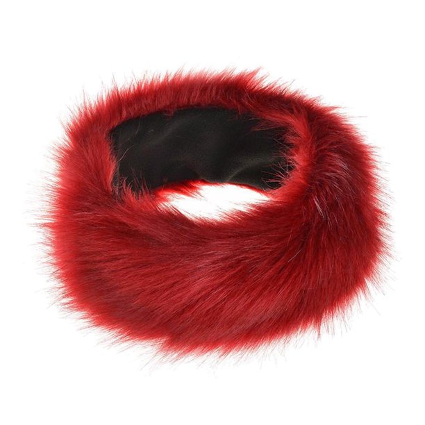 Diadema de piel sintética con gorro de piel elástica Calentador de orejas de invierno Mujeres Orejeras Esquí frío rojo jinwen Diademas calentadoras de orejas de piel