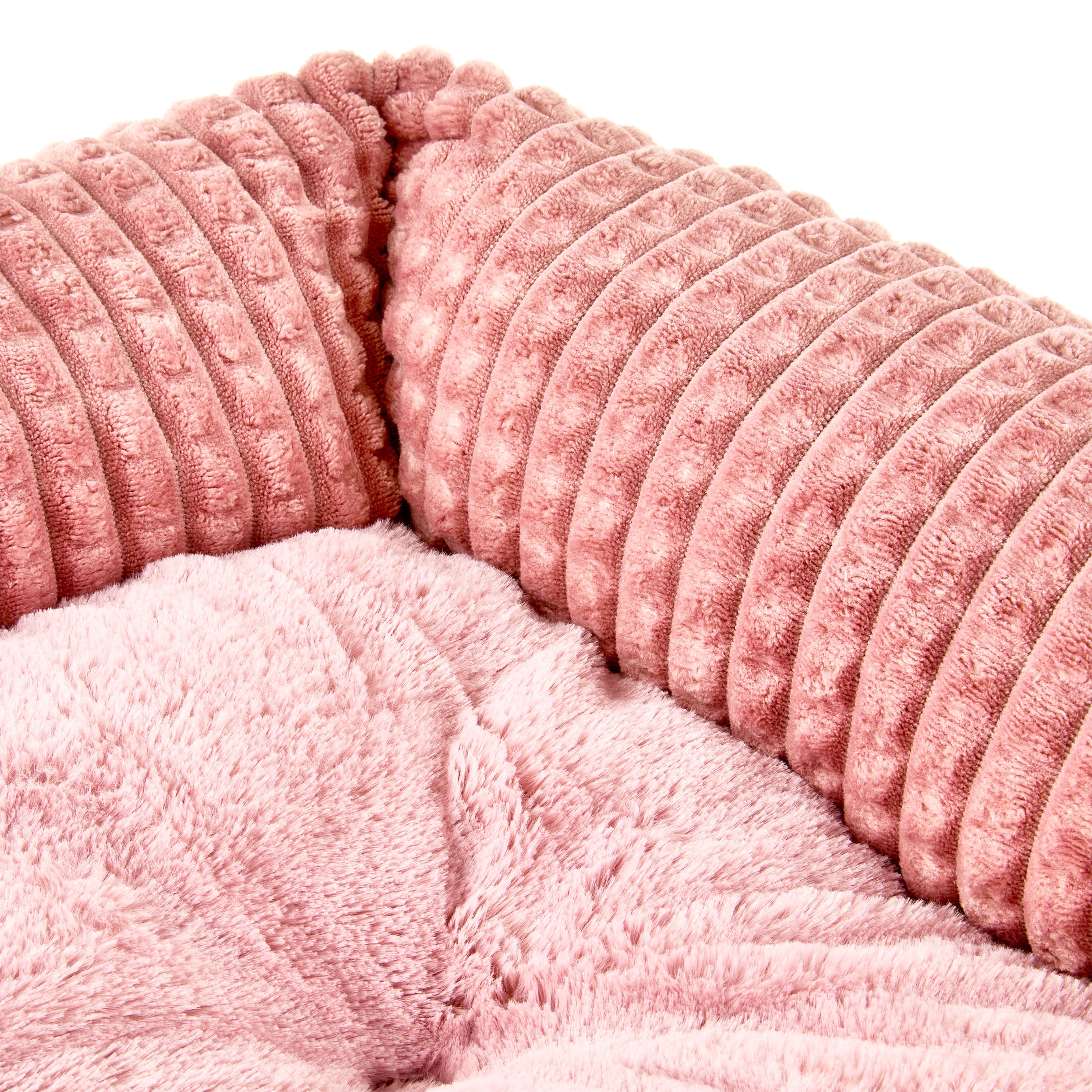 Vibrant Life Medium Flannel Waffle Texture Bolster Cat or Dog Bed, Pink, 21" x 25"