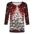 thumbnail image 4 of LEKWK Womens Christmas Tunic Xmas Tree Crew Neck 3/4 Sleeve Tops Red Holiday Tops for Women Casual Religious Christmas Shirts for Women, 4 of 5