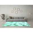 thumbnail image 3 of Ahgly Company Machine Washable Indoor Round Abstract Turquoise Blue Modern Area Rugs, 6' Round, 3 of 4