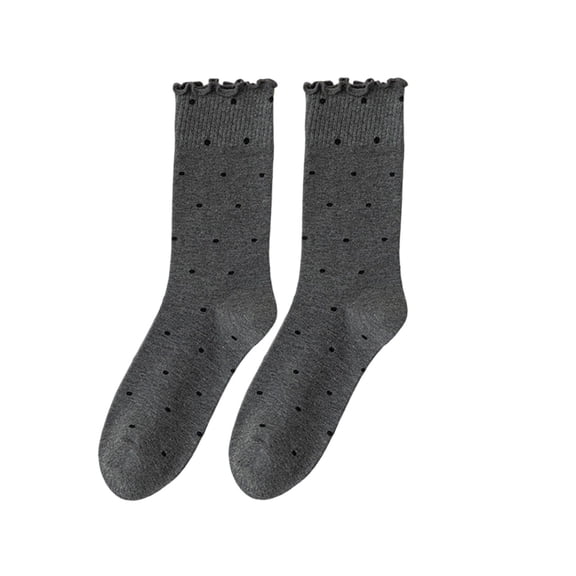 Levmjia Womens Winter Lace Socks Polka Dots Cute Warm Crew Ankle Socks Non Slip Casual Pattern Gift Comfortable Breathable Daily Wear