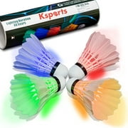 Ksports LED Badminton Shuttlecocks Feather 4 Pack Tube − Glow in the Dark Birdies