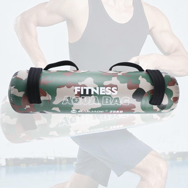 Fitness Aqua Bag, bolsa de peso de agua ajustable con bomba de aire, bolsa de entrenamiento portátil en lugar de bolsa de arena Equipo de fitness para Camuflaje 25KG Macarena Bolsa de arena de entrenamiento