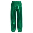 thumbnail image 4 of Xnihocha Kids Girls Boys Trousers Metallic Sparkle Hip Hop Jazz Modern Dance Pants Loose Fit Streetwear Green 160, 4 of 7