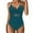 Blue, variant on Womens Form-Fitting One-Piece Swimsuit with Mesh Crossover Detail & Adjustable Thin Straps - Streamlined Swimwear Blue XL