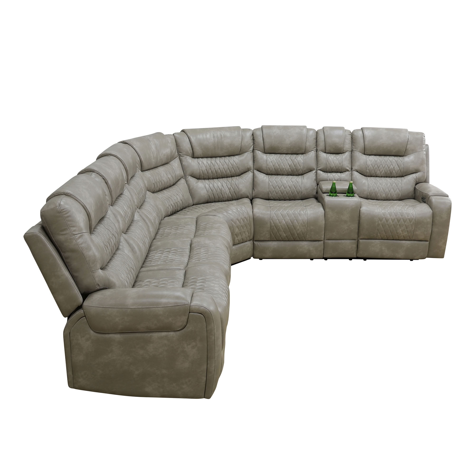 MAYEERTY Power Reclining L-Shaped Sectional Sofa, Leather Recliner with USB Charging, LED Lights & Storage for Living Room