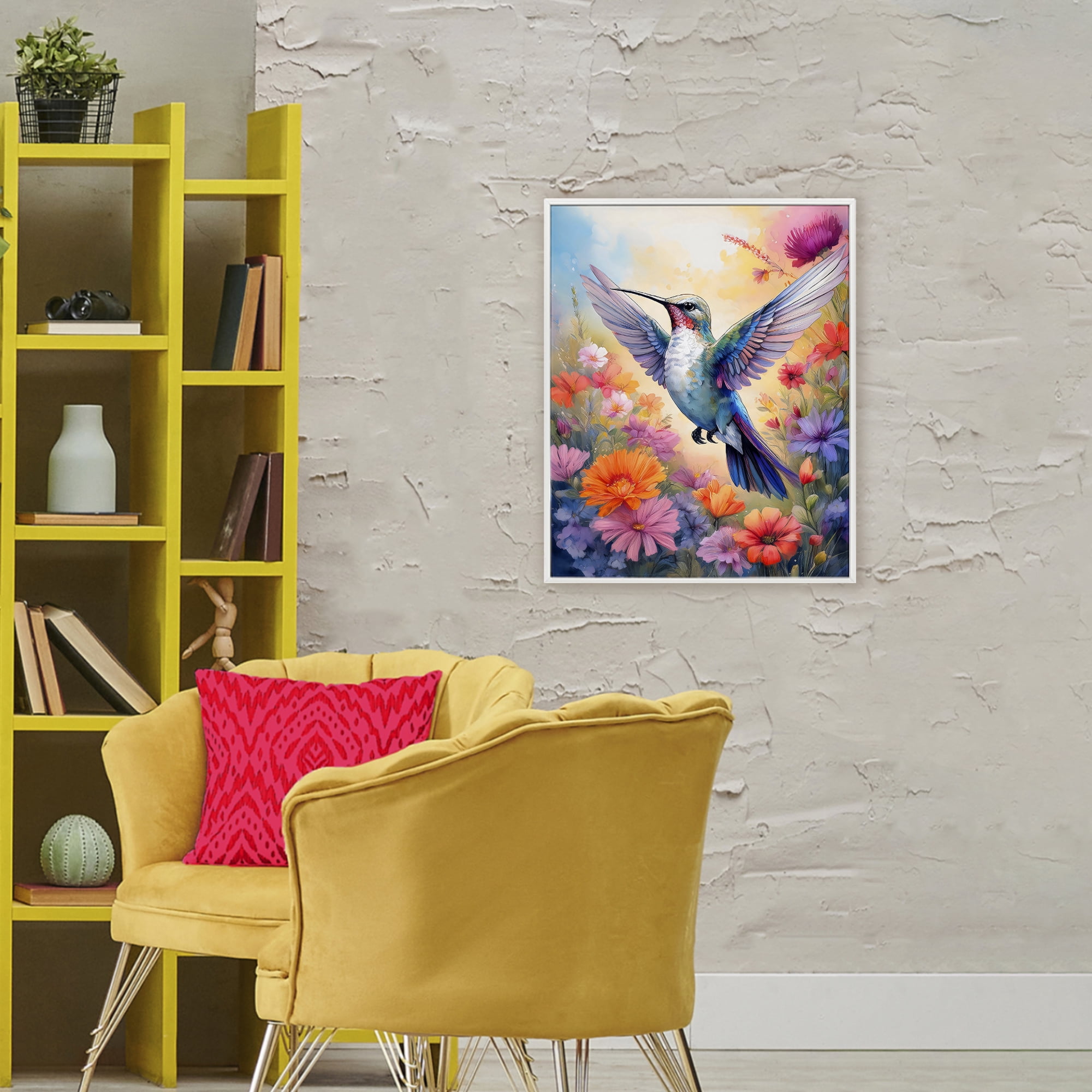 Stupell Industries Colorful Hummingbird in Bloom White Framed Giclee Art, design by Creative Studio