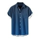 thumbnail image 3 of Camisas de Manga Corta de Botón para Hombre, Blusa de Moda Casual de Impresión de Gradiente de Cuello de Vuelta Hecha de 95% Poliéster 5% Spandex para el Verano, Camisas de Verano para Hombre, 3 of 5