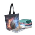 thumbnail image 2 of Open Top Canvas Tote Bag with Zipper Reusable Shopping Bag 13.5x15" Roomy Carryall Baseball with Water and Fire, 2 of 9