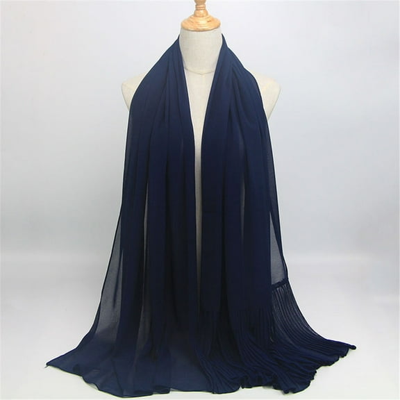 Duoif Hijab Caps, Turban Pashmina Scarf for Muslim Long Hijab Women Shawl Headscarf Scarf Hijab Scarf for Women Blue