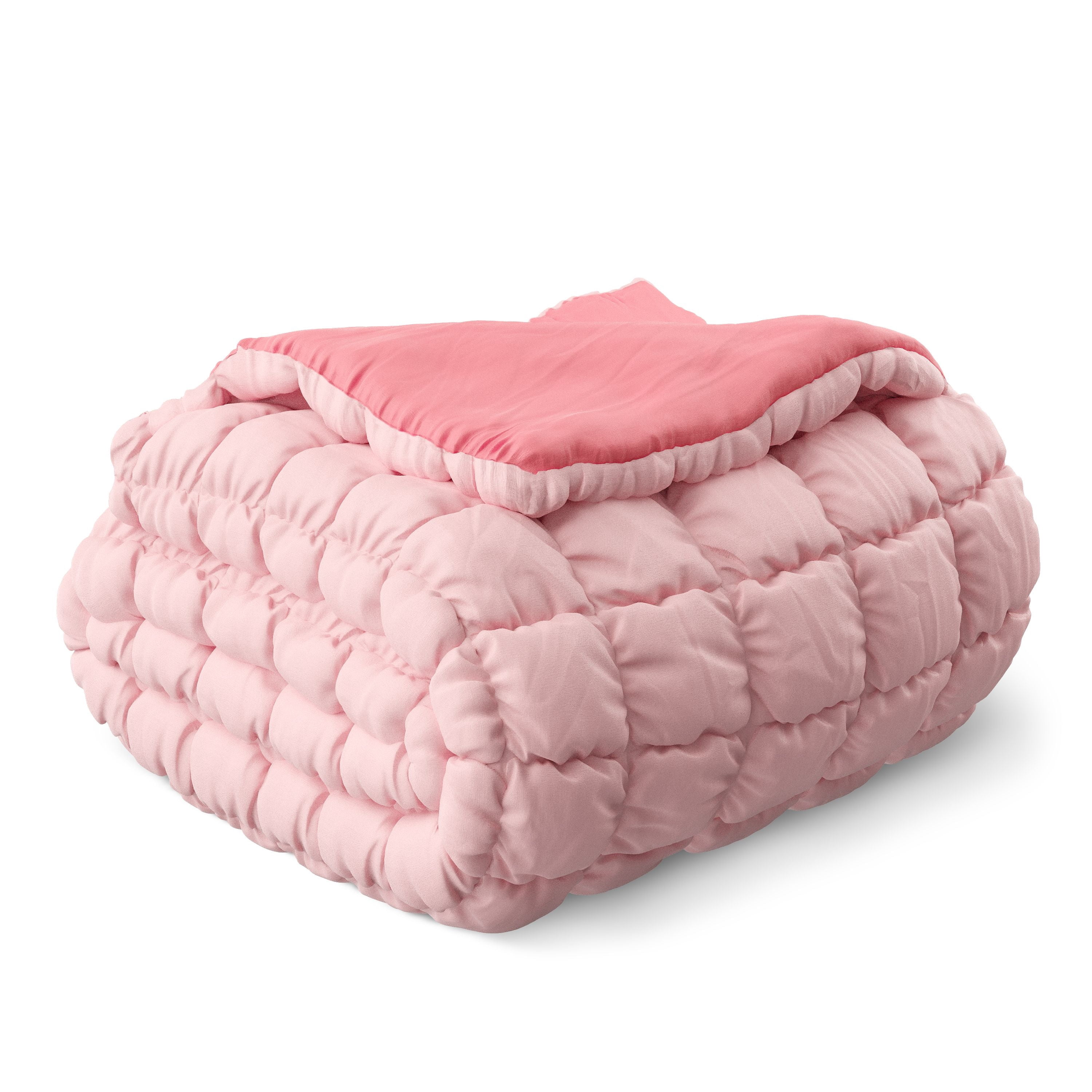 Mainstays Kids Pink Solid Puffy Comforter Set, Twin, 2 Pieces