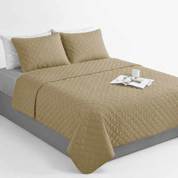 Reversible Quilt Set Bedspread With 1 Shams Beige/beige