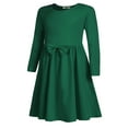 thumbnail image 4 of Arshiner Girls Long Sleeve Dress A line Twirly Skater Casual Bow Tie Dress, 4 of 9