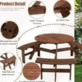 thumbnail image 2 of Circular Fir Wood Picnic Table with 3 Built-in Benches / Suitable for Backyard Gatherings, 2 of 3