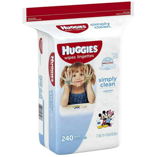 2 Pack HUGGIES Simply Clean Baby Wipes, Unscented 240 ea Walmart