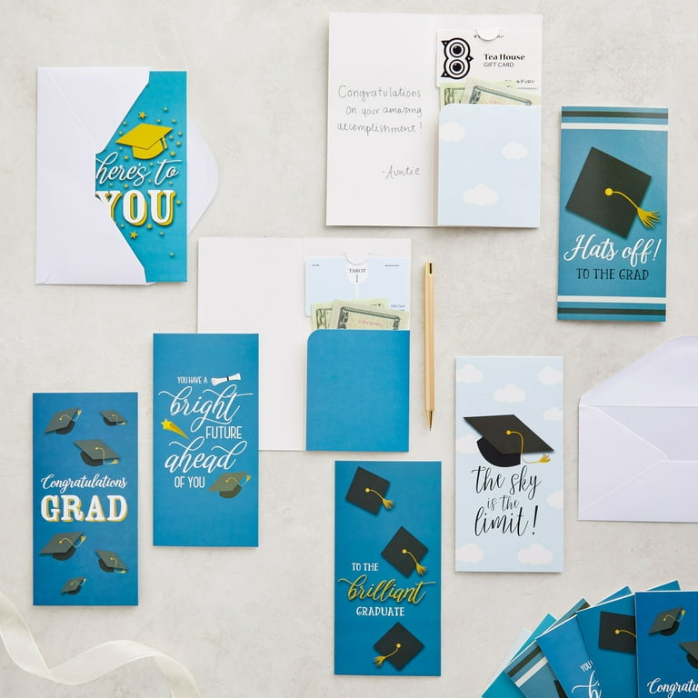 36 Pack Blank Graduation Thank You Cards with Envelopes, 6 Various Designs (4 x 7 in)