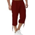thumbnail image 3 of Tiijoy Men's Relaxed Fit Cotton Linen Capri Pants Lightweight Breathable Casual 3/4 Pants, 3 of 8