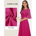 thumbnail image 3 of Vestido de dama de honor Wedtrend, encaje floral, gasa, manga 3/4, 3 of 6