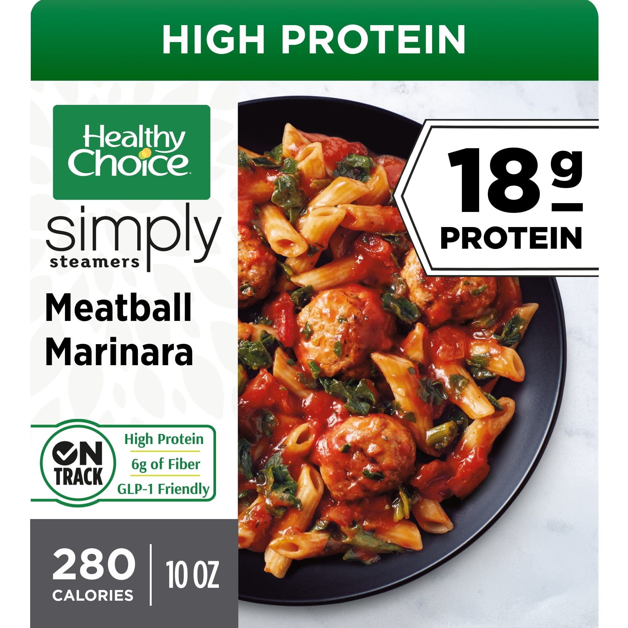 Healthy Choice Simply Steamers Meatball Marinara, 18g Protein, High Protein & Fiber Frozen Meal, 10 oz. Bowl