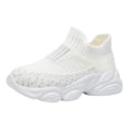 thumbnail image 5 of Kids Running Shoes Elastic Knit Boys Girls Sock Sneakers Comfy Arch Support Platform Walking Shoes Casual Slip on Tennis Shoes White 11.5 Little Kid, 5 of 5